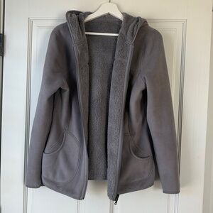 Reversible Cozy Gray Hooded Jacket Tekgear Large